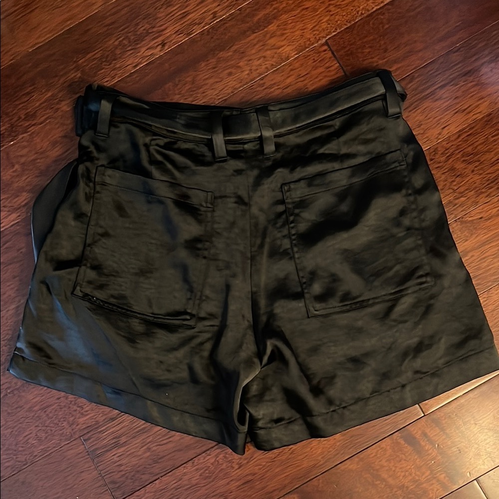 Express Black High Waist Satin Shorts - Picture 4 of 6